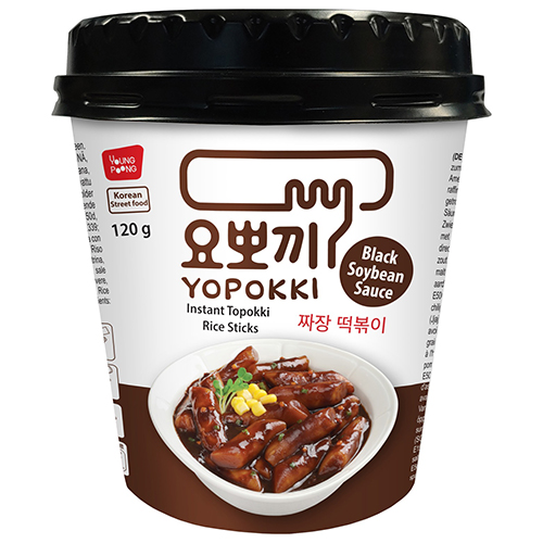 Korejské rýžové koláčky s černou fazolí Topokki, cup 120 g - Yopokki