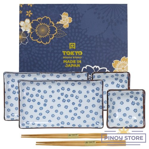 Flower Sushi set for Two in a Giftbox (2 x 21x13,5cm + 2 x 8,5x3cm) - Tokyo Design