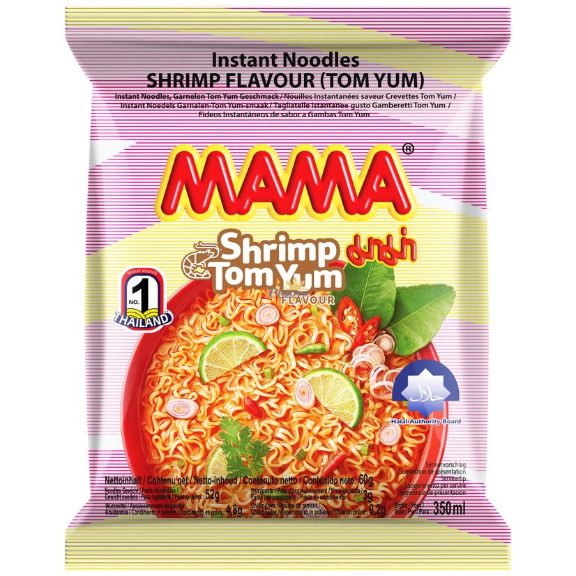 Instantní nudle s omáčkou s příchutí krevetového Tom Yum 60 g - MAMA