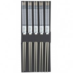 Stainless steel chopsticks blue karakusa, 5 pairs - Tokyo Design