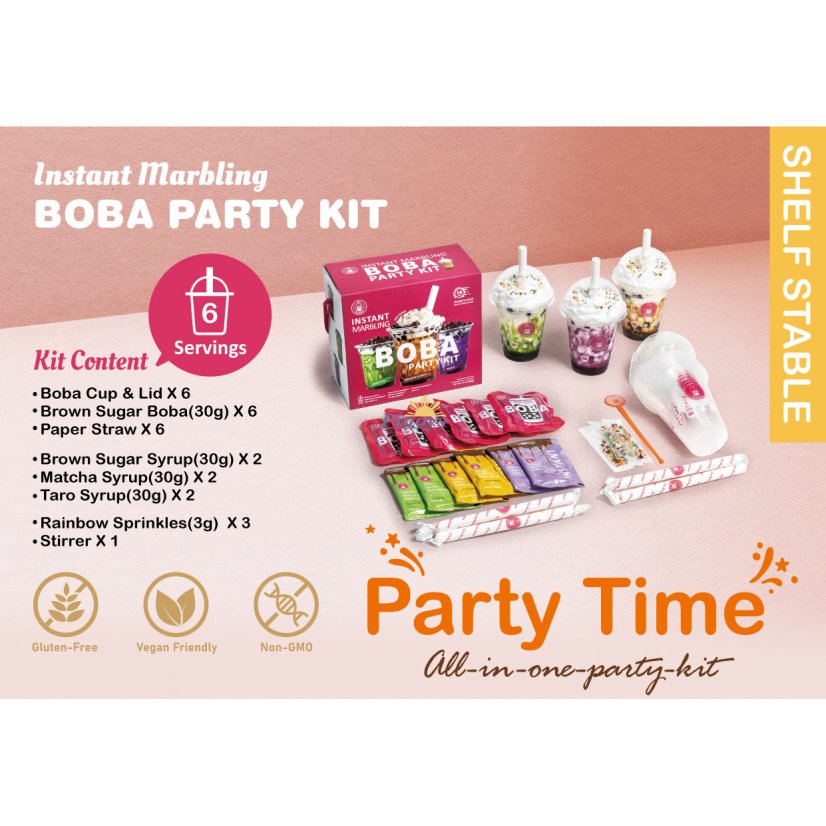 Instant Bubble Tea Party Kit for 6, Boba 360 g (6x60g) - O's Bubble