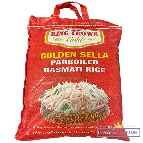 Basmati rýže, předpařená, golden sella 4,5 kg - King Crown