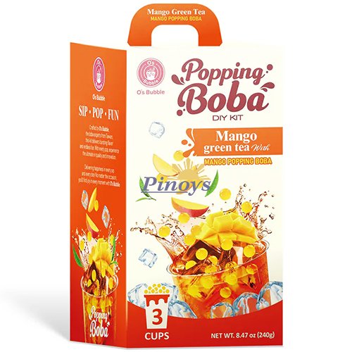 Bubble tea sada s příchutí manga 240 g (3x80 g) - O's Bubble