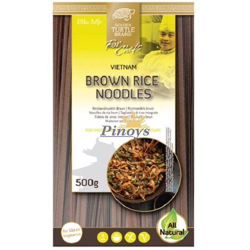 Flat Rice Noodles Brown 3mm 500 g - Golden Turtle