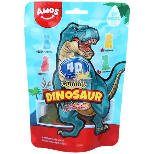 Ovocné želé dinosaurus 4D 65 g - Amos