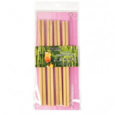 Bamboo Straws with Brush, Brown (8 pcs)