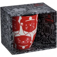 Kawaii Mug Lucky Cat in a Giftbox (380 ml), Red - Tokyo Design