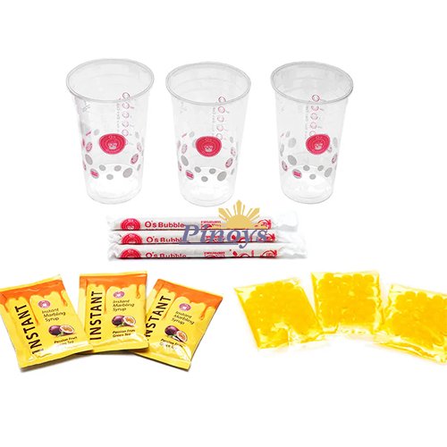 Bubble tea sada s příchutí marakuji 240 g (3x80 g) - O's Bubble