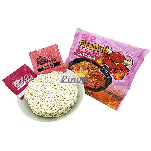 Instantní smažené nudle s hovězí příchutí Carbonara 137,8 g - Fire Bull