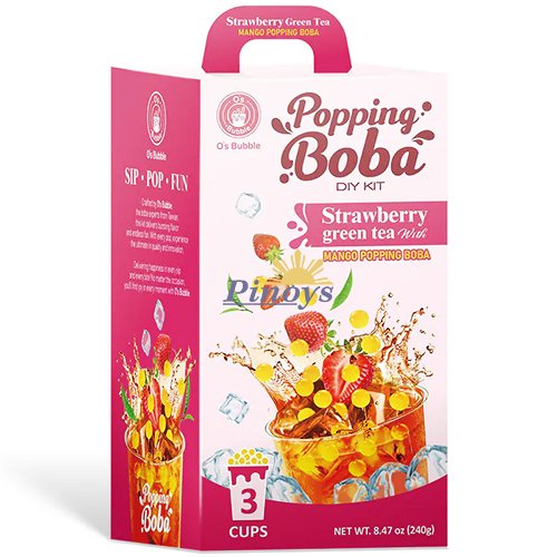 Bubble tea sada s příchutí jahody 240 g (3x80 g) - O's Bubble