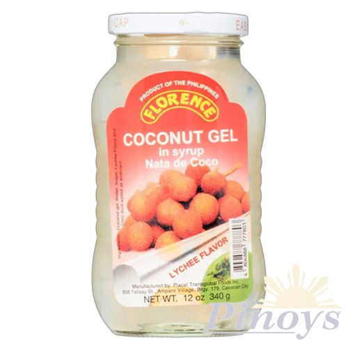 Coconut Gel with Lychee Flavour, Nata de Coco 340 g - Florence