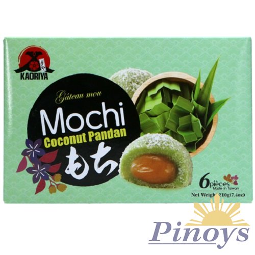 Rýžové koláčky Mochi s příchutí kokosu a pandánu 210 g - Kaoriya