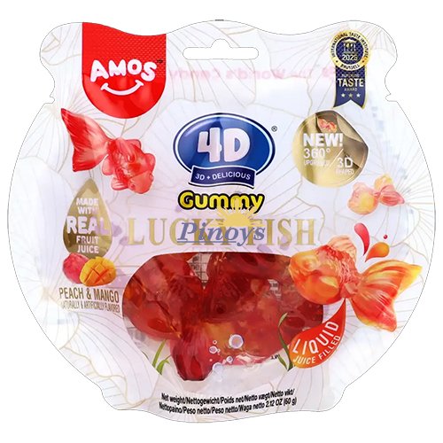 Želatinové bonbóny ve tvaru zlaté rybky 60 g - Amos