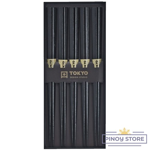 5 Pairs of Wooden Chopsticks in Black - Tokyo Design