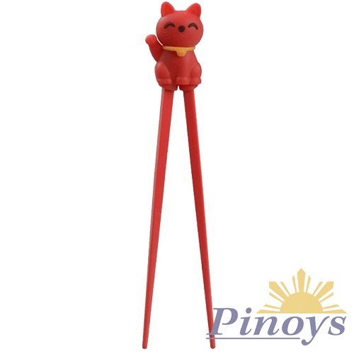Tréninkové hůlky s červenou kočičkou "Lucky Cat" (22 cm) - Tokyo Design