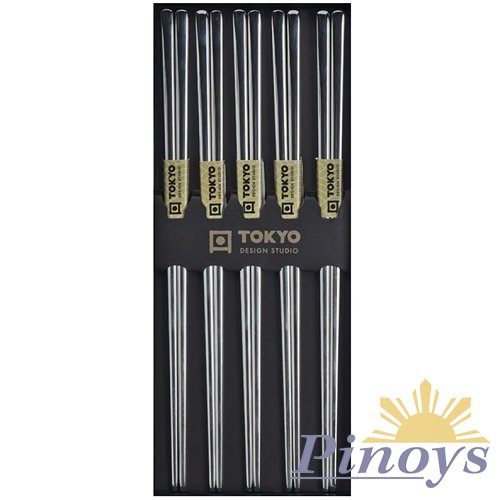 Stainless Steel Chopsticks Silver, 5 pairs - Tokyo Design