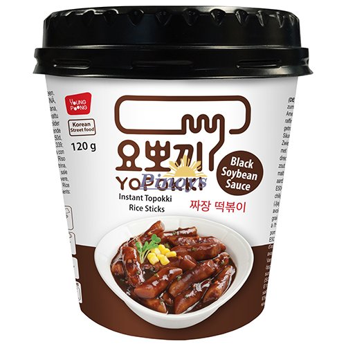 Korejské rýžové koláčky s černou fazolí Topokki, cup 120 g - Yopokki