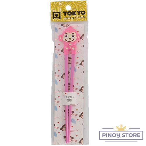 Tréninkové hůlky s růžovou opičkou (22 cm) - Tokyo Design
