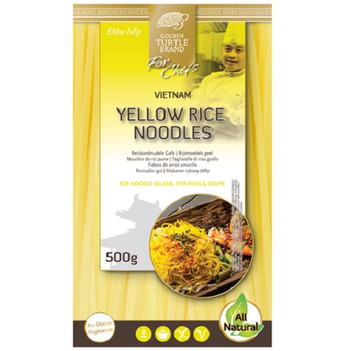 Široké rýžové nudle žluté 3mm 500 g - Golden Turtle