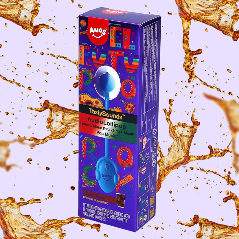 Tasty Sounds hudební lízátko „El Futuro“ s příchutí koly 12 g – Amos