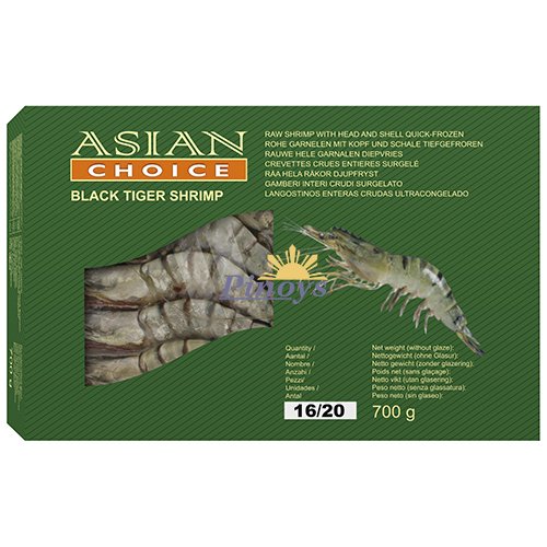 Black Tiger Shrimps 16/20, HOSO 1 kg - Asian Choice