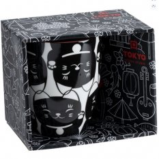 Kawaii Mug Lucky Cat in a Giftbox (380 ml), Black - Tokyo Design