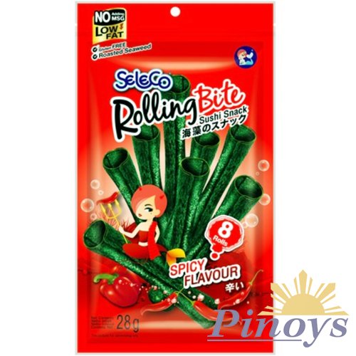 Roasted Seaweed Snack Rolls Spicy flavour, 28 g - SELECO