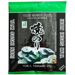 Mořská řasa Nori na sushi, pražená (19x21cm, 10ks) 25 g - Jhfoods