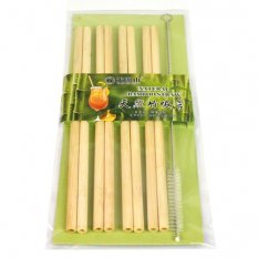 Bambusová brčka s kartáčkem, přírodní (8 ks)