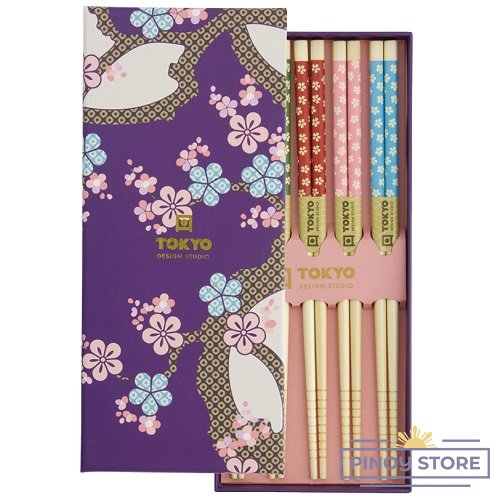 Chopstick Giftbox Dark Blue Sakura 5 pairs - Tokyo Design