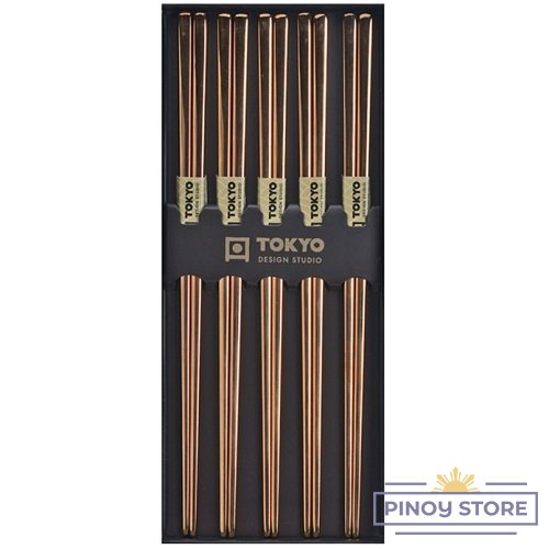 Stainless Steel Chopsticks Rose Gold color, 5 pairs - Tokyo Design