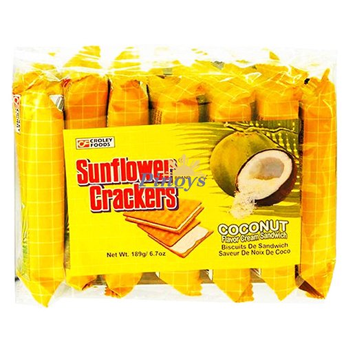 Krekry s krémem  s příchutí kokosu Sunflower 189 g - Croley Foods