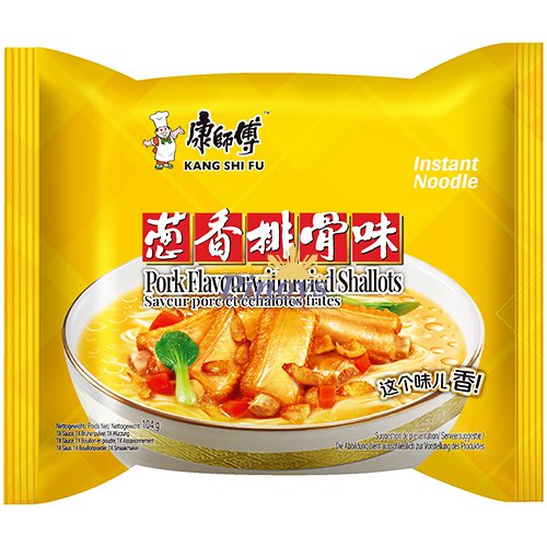 Instantní nudle s příchutí vepřového a šalotky 104 g - Kang Shi Fu