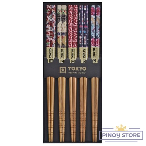 5 Pairs of Bamboo Chopsticks Colored - Tokyo Design