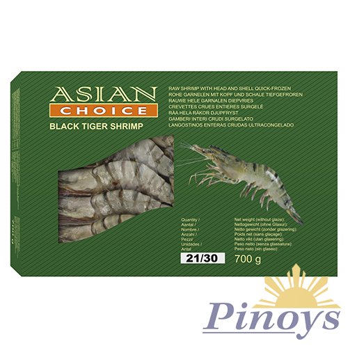 Black Tiger Shrimps 21/30, HOSO 1 kg - Asian Choice