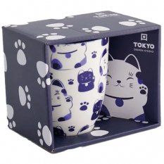 Hrnek v dárkové krabičce s modrou kočičkou "Blue Maneko" (380 ml) - Tokyo Design