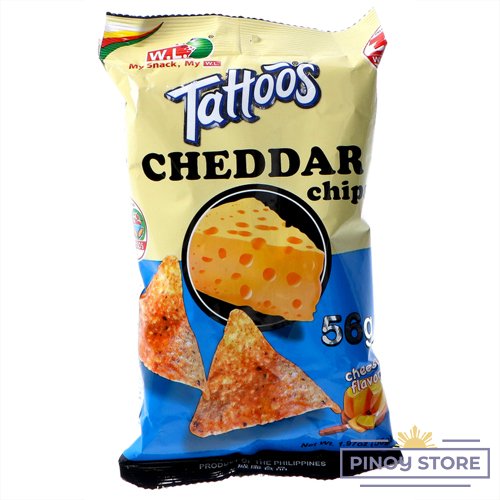 Tattoos Cheddar Cheese flavoured Corn Chips 56 g - W.L.