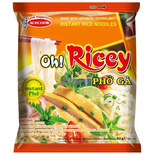 Instantní rýžové nudle Oh Ricey s kuřecí příchutí 63 g -  Acecook