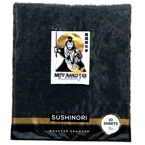 Mořská řasa Nori na sushi, pražená (19x21cm, 10ks) 25 g - Miyamoto