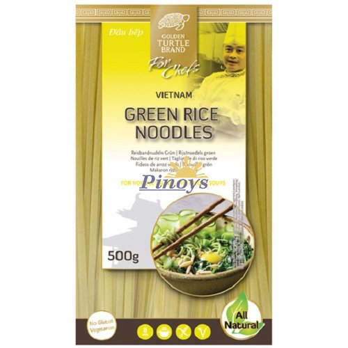 Flat Rice Noodles Green 3mm 500 g - Golden Turtle