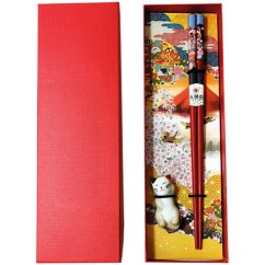 Chopstick Giftset Lucky Cat with Rest - Golden Turtle