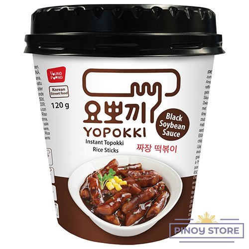 Korejské rýžové koláčky s černou fazolí Topokki, cup 120 g - Yopokki