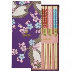 5 párů hůlek v dárkové krabičce 'Tmavě modrá sakura" - Tokyo Design