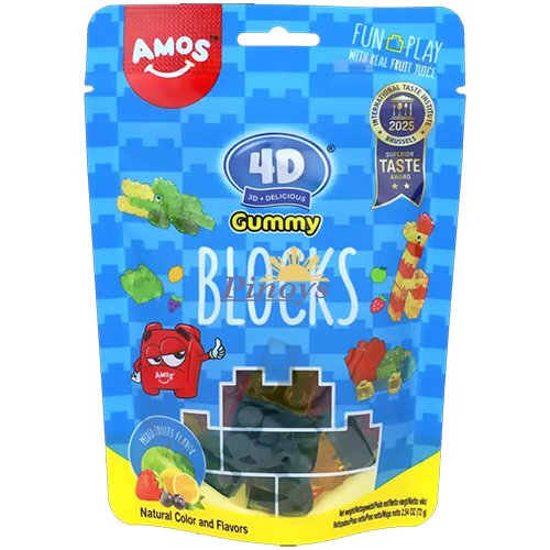 Ovocné želatinové bonbóny ve tvaru stavebních kostek 72 g - Amos