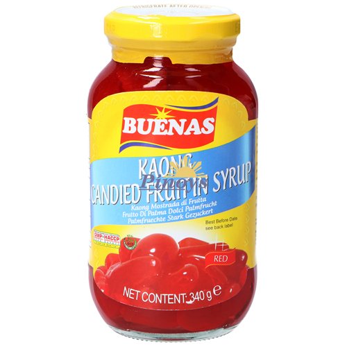Palmový plod v sirupu "Kaong", červený 340 g - Buenas