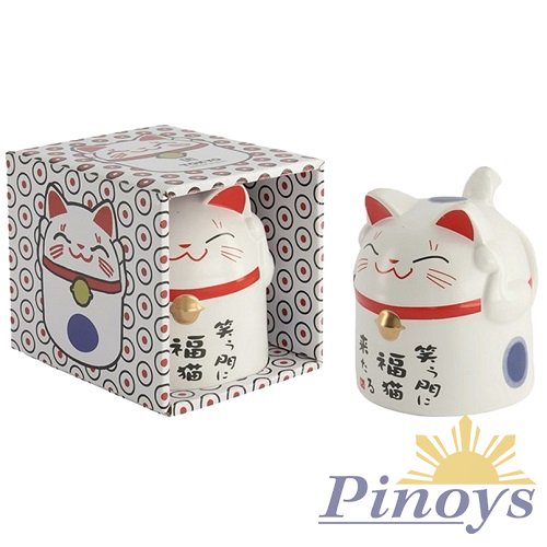 Kawaii Mug Lucky Cat in a Giftbox (350 ml), Blue, Japan - Tokyo Design