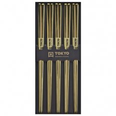 Stainless Steel Chopsticks Gold, 5 pairs - Tokyo Design