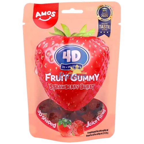 Ovocné želé s příchutí jahod 4D 65 g – Amos