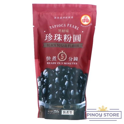 Černé tapiokové perly pro bubble tea 250 g - Wu Fu Yuan