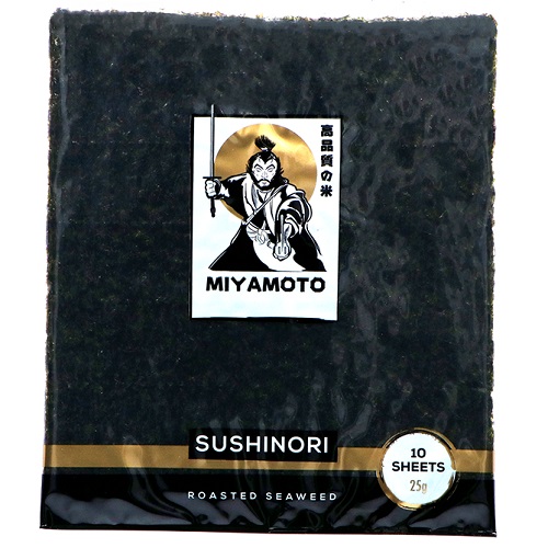 Mořská řasa Nori na sushi, pražená (19x21cm, 10ks) 25 g - Miyamoto